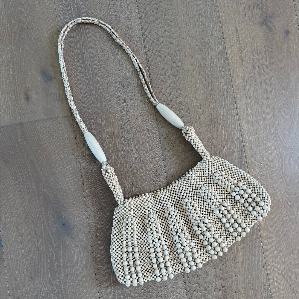 Aranaz beaded beige boho shoulder bag